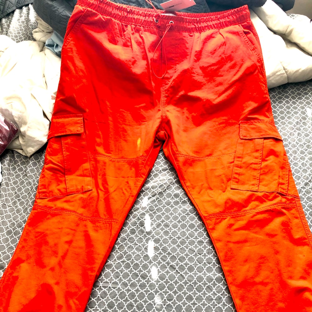 Orange Cargo Drawstring Pants (Big & Tall)